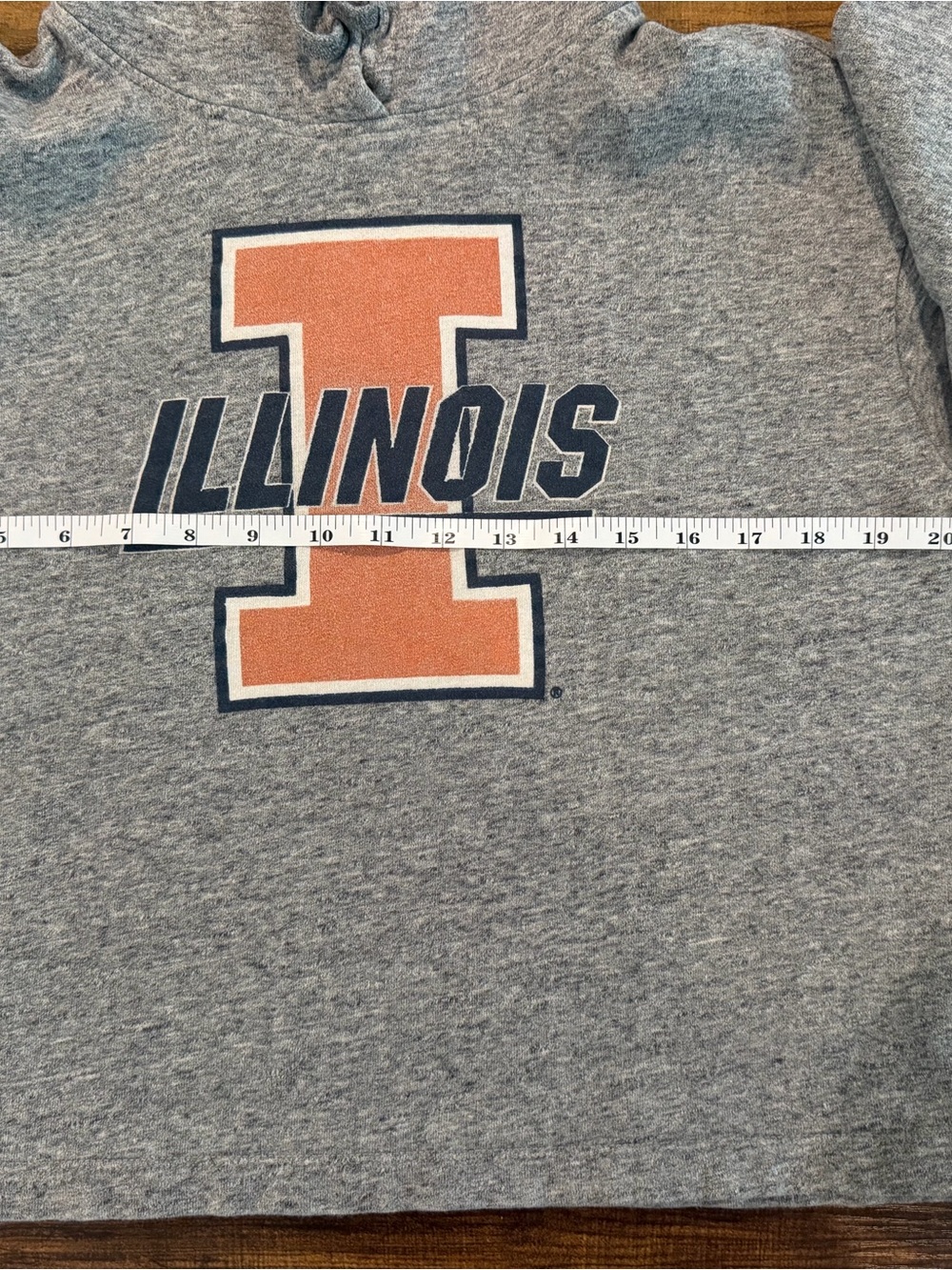 Illinois Gray Cropped Hoodie with Orange Logo - Picture 7 of 9